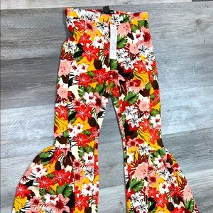 Womens flower print bell bottom pants